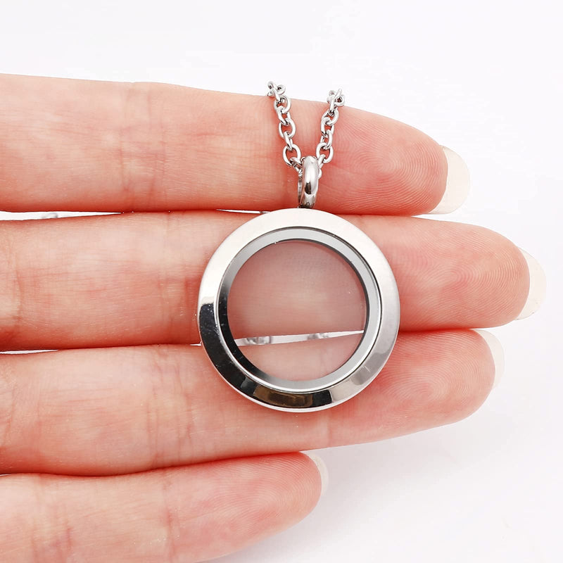 Unijew Pet Memorial Gifts, Circle Floating Charm Memory Locket Necklace for Beloved Dog Cat, 316 Stainless Steel Photo Frame Necklace, Pet Sympathy Gift for Women Men Who Loss of Pets - PawsPlanet Australia