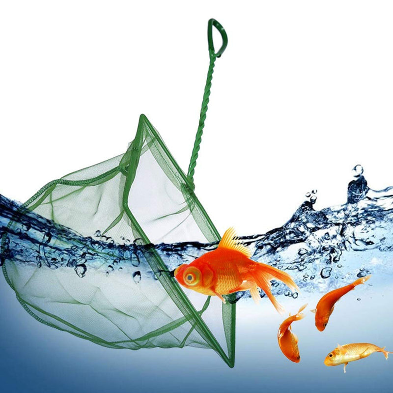 [Australia] - Laojbaba Green Fine Mesh Net Aquarium Fishing Net with Plastic Handle 6 Inch 