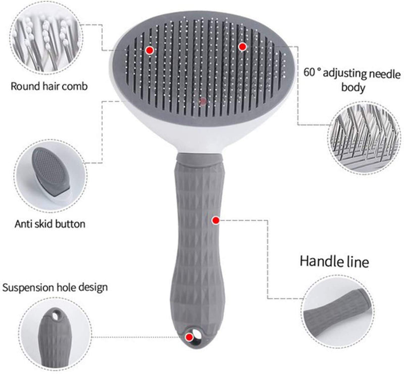 Pet Grooming Brush Professional Dog Comb Brush Removes Loose Hair and Dead Fur, Eliminates Tangles, Great for Dogs and Cats With Medium Long Hair - gray - PawsPlanet Australia