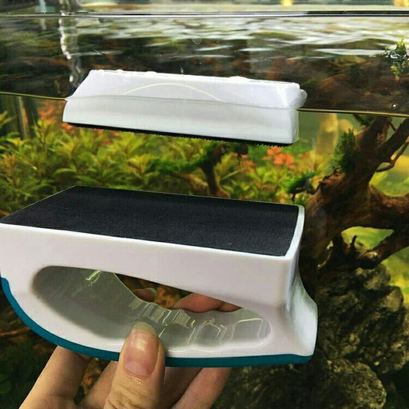 Jinda Magnetic Fish Tank Glass Cleaner Brush, Aquarium Algae Scrapers, Floating Aquarium Glass Clean, with Handle Design Fish Aquarium Double Sided Scrubber blue - PawsPlanet Australia