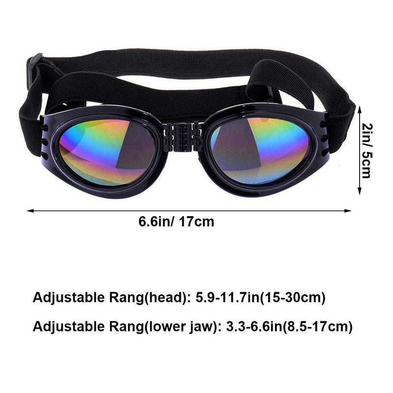 2 Pcs Dog Goggles, Adjustable Strap Dog Goggles Eye wear Protection for Travel Skiing, Black UV Protection Waterproof Sunglasses for Dog Black , Black - PawsPlanet Australia