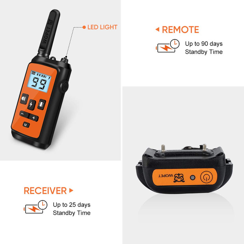 [Australia] - WOPET Dog Training Collar, Dog Shock Collar with Remote 3 Channels w/3 Training Modes, Beep, Vibration and 99 Shock Level up to 1500Ft Long Range for Small Medium Large Dogs 