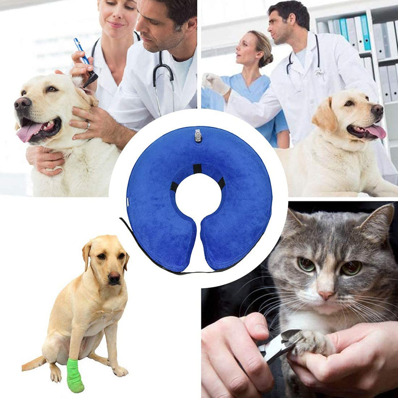 KittyStar Soft Inflatable Dog Cone Collar, Protective Inflatable Collar for Dogs and Cats, Adjustable Pet Recovery Cone After Surgery S Blue - PawsPlanet Australia