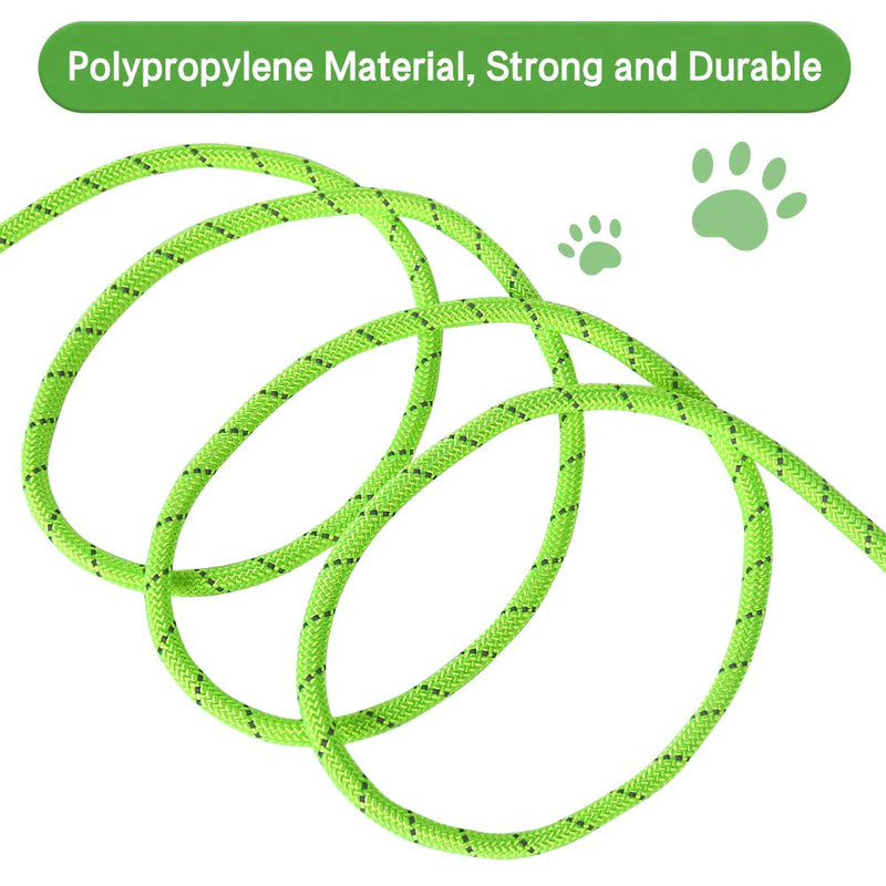 Dog Check Cord, 20FT/6M Floatable Long Reflective Recall Dog Training Rope with Soft Handle for Hiking, Camping, Walking (Green) - PawsPlanet Australia