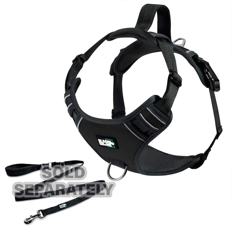 Black Rhino the comfort dog harness with mesh padded vest for small large breeds | adjustable | reflective (medium, black/bl) medium black/bl - PawsPlanet Australia