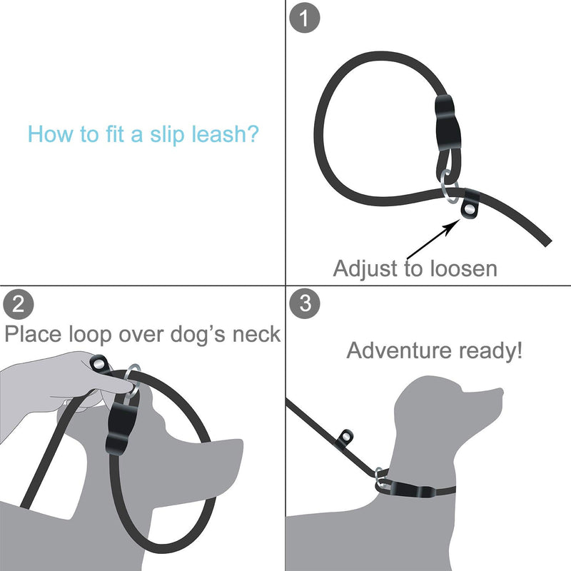 [Australia] - haapaw 2 Packs Slip Lead Dog Leash with Comfortable Padded Handle Reflective, Mountain Climbing Rope Dog Training Leashes for Large Medium Small Dogs(6 FT) slip leash 2-pack black+blue,6FT 