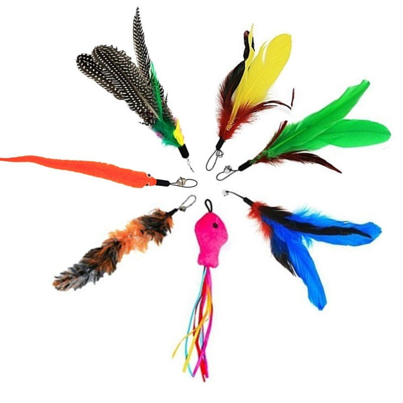 EatronChoi Cat Feather Toy, Cat Toy Wand, 9 pcs Retractable Interactive Cat Teaser Wand Toy Set, Included 2 Wands & 7 Refills Feathers (2 Wand 7 Refills) 2 Wand 7 Refills - PawsPlanet Australia