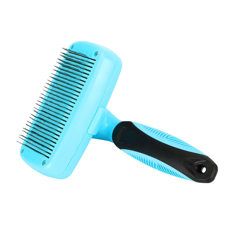 [Australia] - Pet Neat Self Cleaning Slicker Brush Effectively Reduces Shedding by Up to 95% - Professional Pet Grooming Brush for Small, Medium & Large Dogs and Cats, with Short to Long Hair Blue 