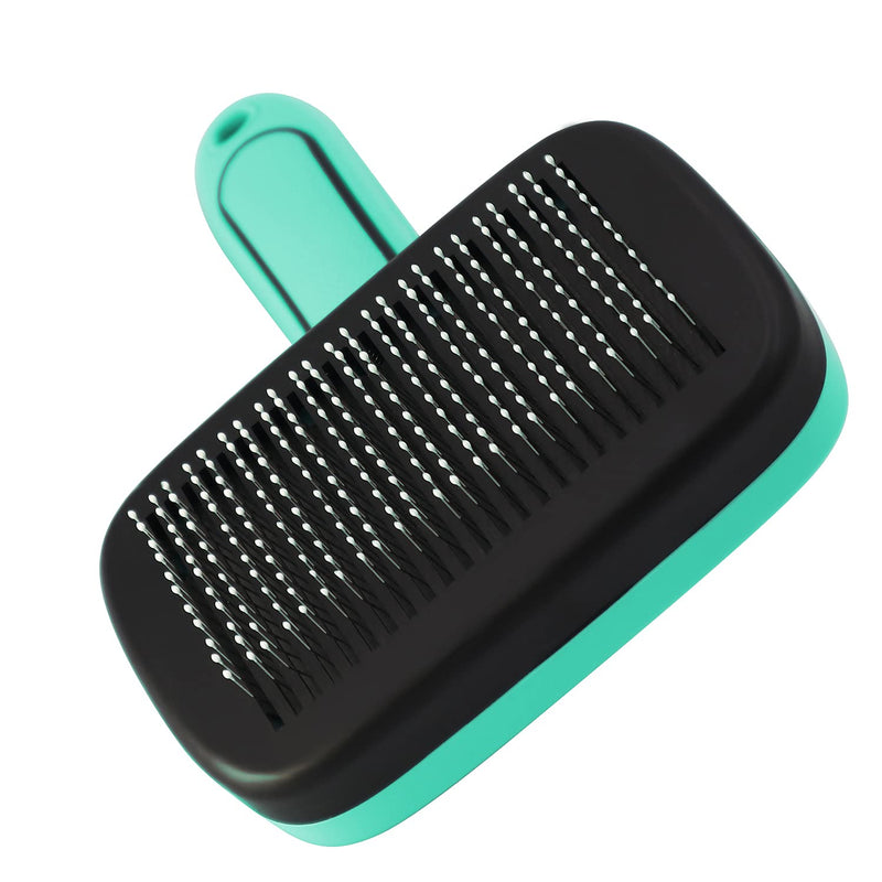 WARTAU Generation 2 Self Cleaning Slicker Brush Gently Removes Loose Undercoat Dog or Cat Will Love Being Brushed with The Pet Grooming Brush Green - PawsPlanet Australia