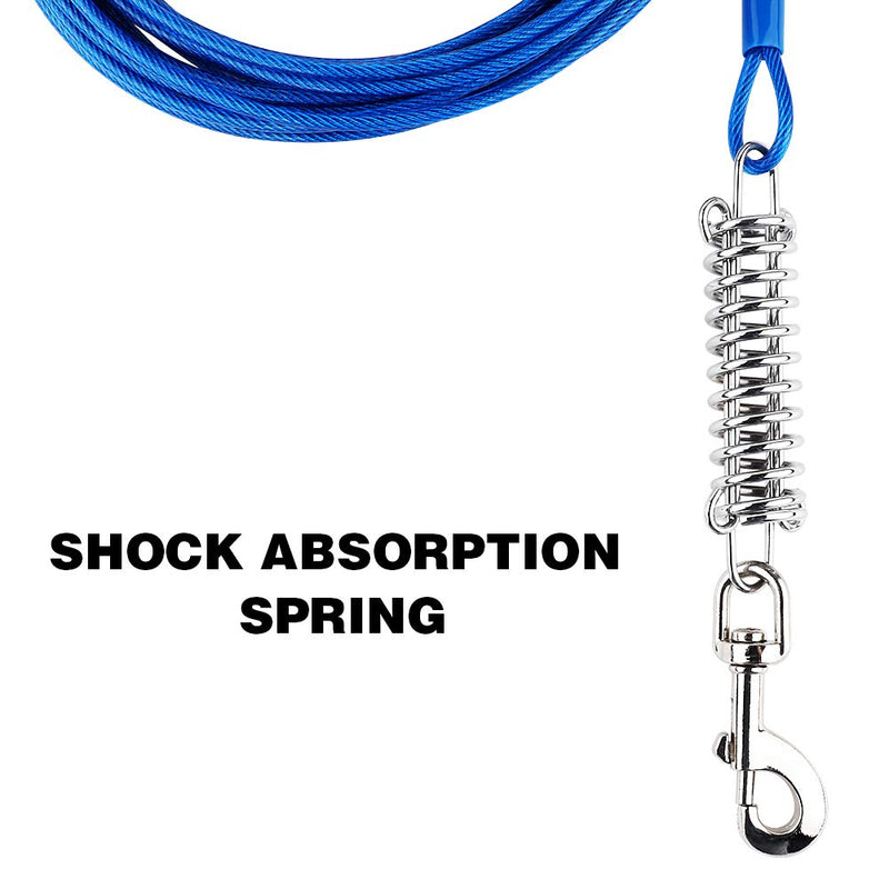 Petbobi 30 ft Tie Out Cable for Dog with Durable Spring and Metal Swivel Hooks for Outdoor, Yard and Camping, Rust- Proof Training Tether dog tether for Small to Medium Dogs Up to 85 Pounds 60Lb 30Ft - PawsPlanet Australia