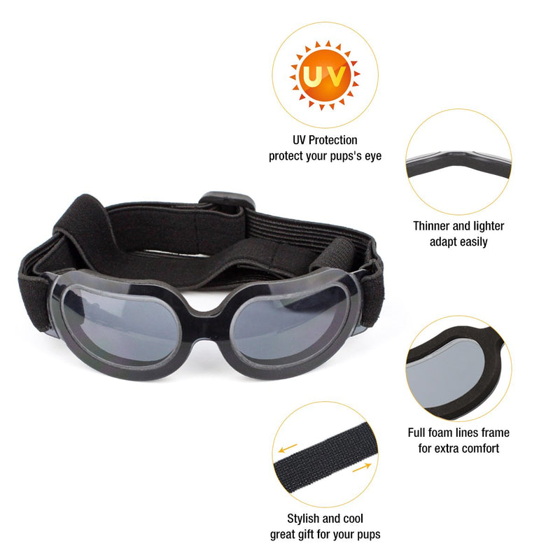 [Australia] - Namsan Stylish and Fun Pet/Dog Puppy UV Goggles Sunglasses Waterproof Protection Sun Glasses for Dog Bright Black 