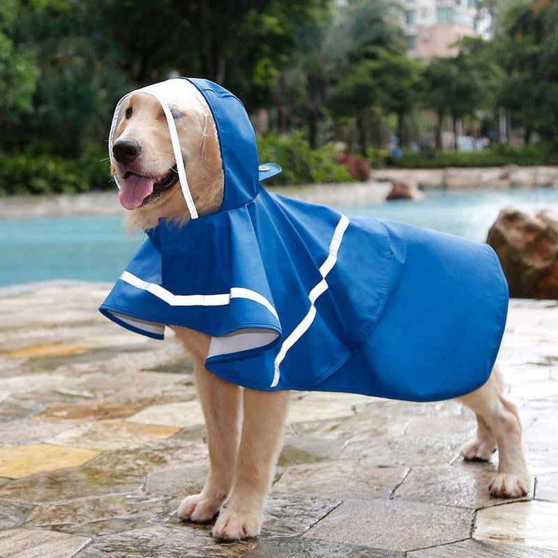 Reflective Dog Raincoat with Hood & Harness Hole for Small Medium Large Dog Puppy, Waterproof Hoodie Rain Jacket Poncho Clothes with Storage Bag,Magic Tape Closure Adjustable, Easy to Use X-Small Blue - PawsPlanet Australia