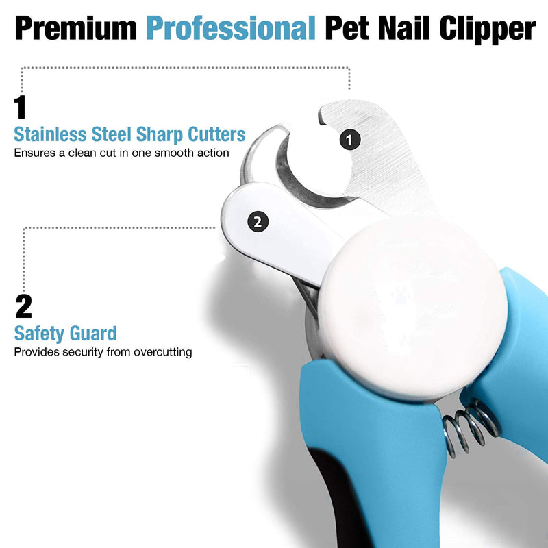 Dog Nail Clippers – Professional Clippers with Pull Out File – Easy and Quick Puppy Grooming Kit Accessory – Non-Slip Ergonomic Handles – Safety Stop Design - PawsPlanet Australia