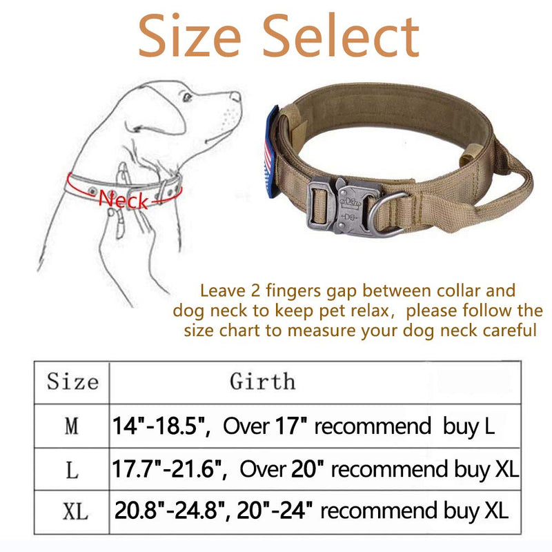 [Australia] - Tactical Dog Collar with USA American Flag - Military Dog Collar Thick with Handle - Heavy Duty Nylon K9 Collar Adjustable Metal Cobra buckle for Medium Large Dogs M L XL Chew Proof with 2 Patches M (Adjustable 14"-18"） 