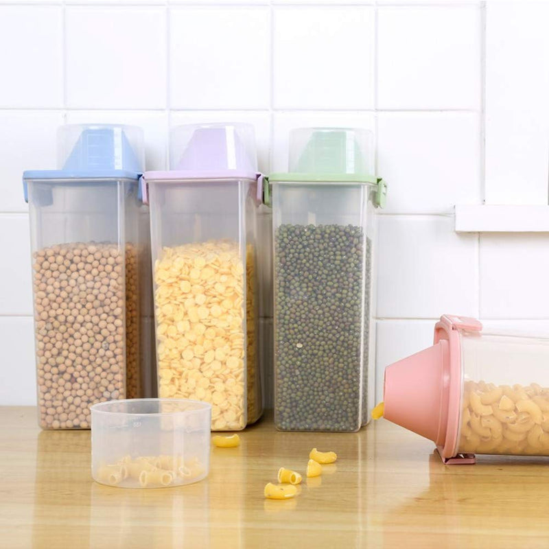 [Australia] - Pet Food Storage Container with Measuring Cup, Pour Spout and Seal Buckles Food Dispenser for Dogs Cats Blue 