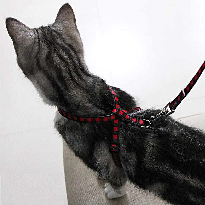 [Australia] - PUPTECK Cat Harness with Leash Set - Adjustable Soft Strap with Figure 8 Style Harness, Adorable and Special Red 