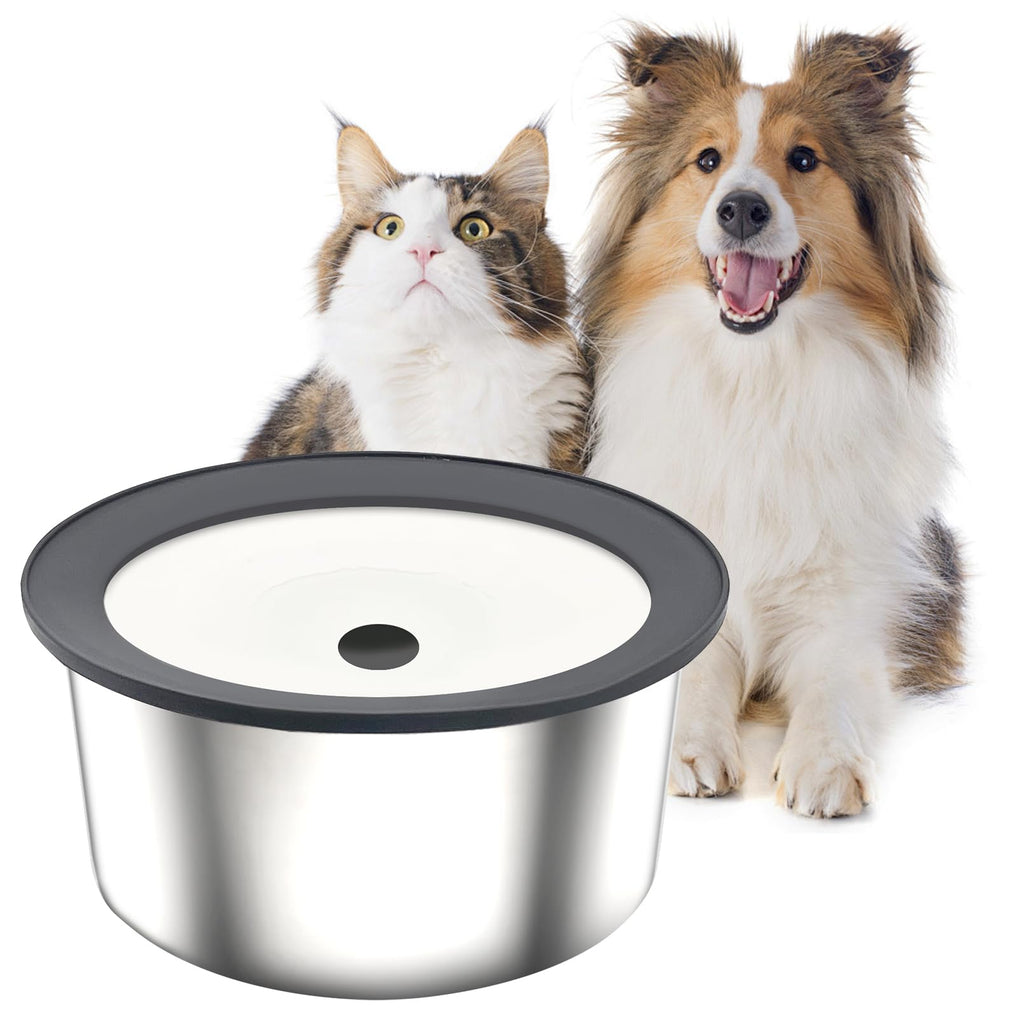 kathson No Spill Dog Water Bowl, 2L Dog Water Dispenser Stainless Steel Dog Bowls, Stainless Steel Anti-Spill Floating Pet Water Bowl for Cats and Dogs - PawsPlanet Australia