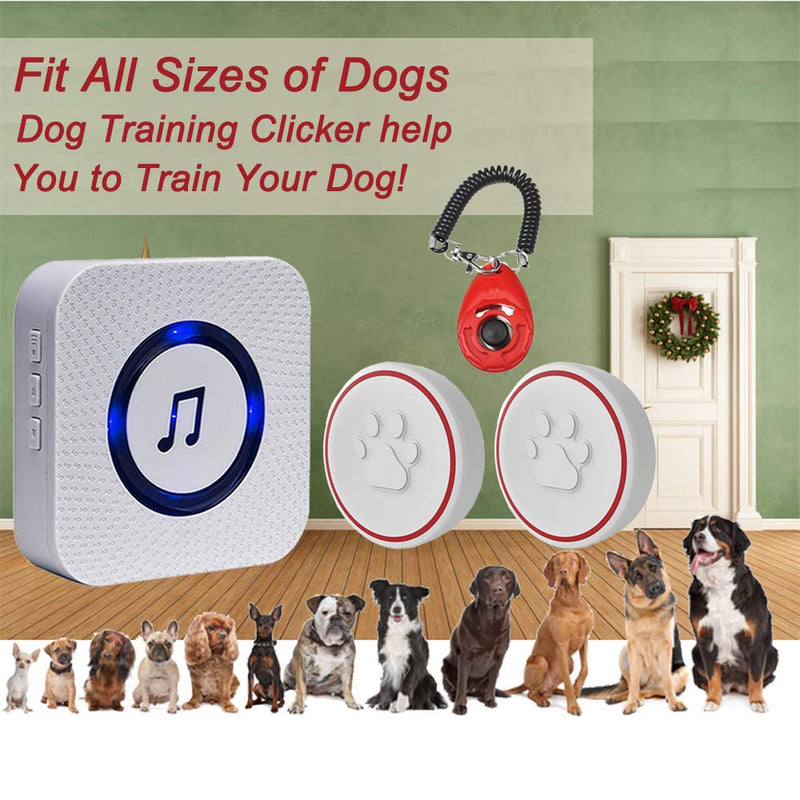 ChunHee Dog Bell for Potty Training Wireless Doggie Door Bell for Dog Puppy Training Sliding Door/Go Outside Doorbell and Waterproof Touch Button, 1 Receiver + 2 Transmitter - PawsPlanet Australia