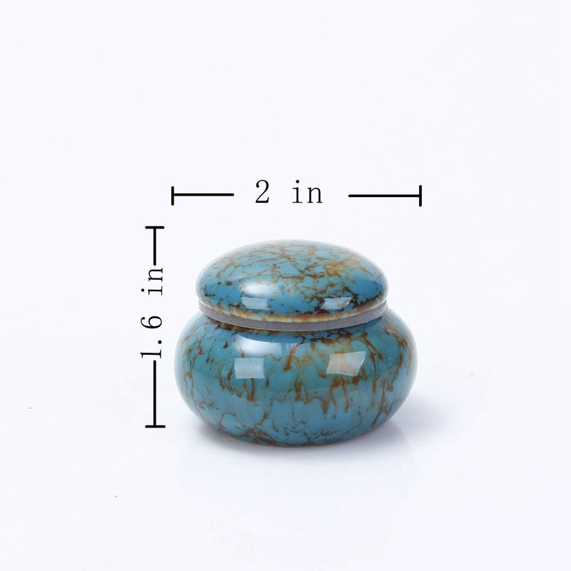 Youdear Memorials Small Urn for Human Ashes - 1.6'' Handicrafted Urn - Beautiful Tiny Keepsake Urns - Mini Urn Made of Ceramic - Hold 1.2 Cubic Inches of Ashes (Blue) Blue - PawsPlanet Australia