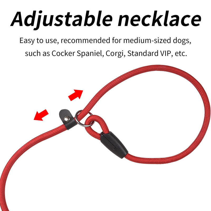 Jinlaili Pack of 2 Nylon Dog Leads, Lightweight Braided Dog Leads, Adjustable Retriever Lead, Lead with Integrated Neck, Training Lead for Small Medium Large Dogs (Black + Red) - PawsPlanet Australia