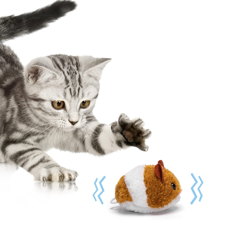 Nobleza Cat Toy Pull String Mouse Vibrating Movable Interactive Toy Vibrating Mouse Realistic Moving Mouse Toy Brown and Gray 2 Pack - PawsPlanet Australia
