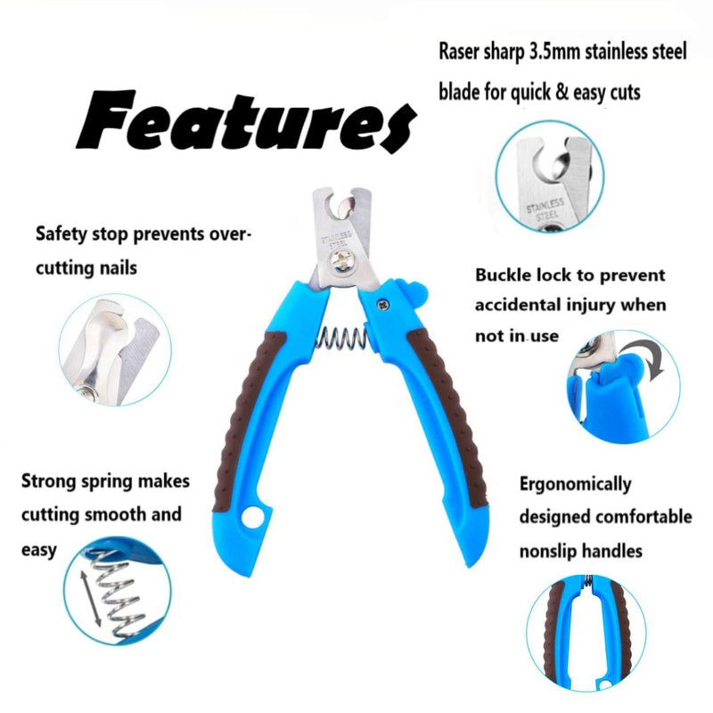 [Australia] - BOBOCAWA Dog Nail Clippers Trimmer Set - Safety Guard To Avoid Over-Cutting Nails Big Toenail Cutter for Thick Nails Razor Sharp Blades Professional At Home Grooming Tool for Dog Cat Rabbit 