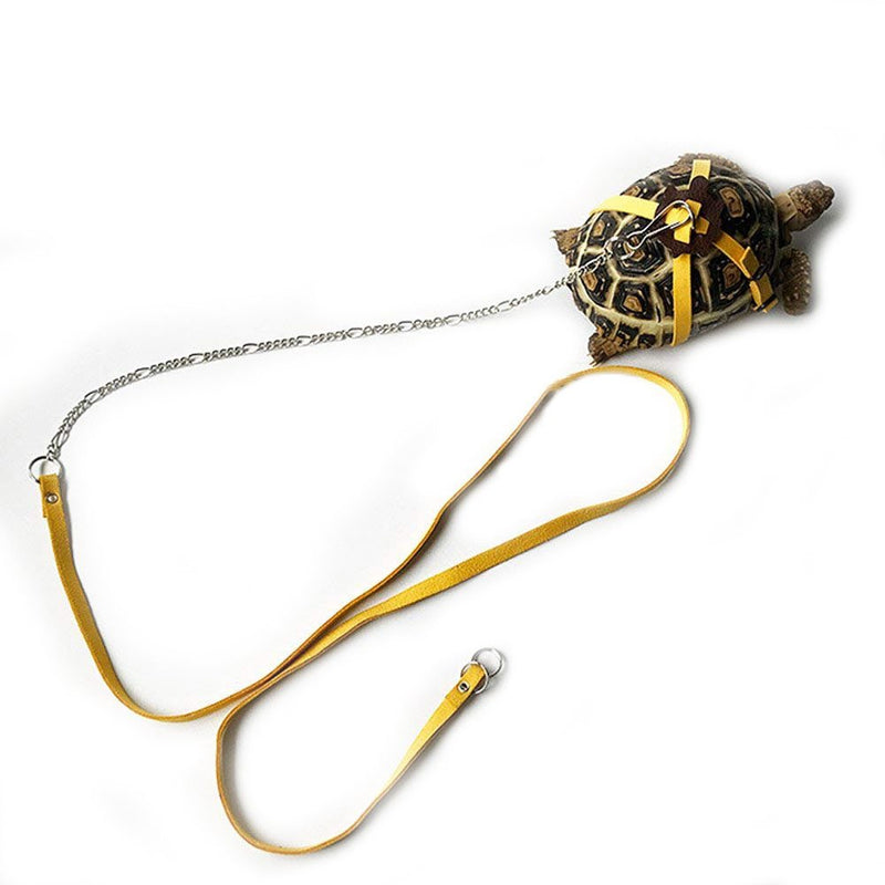 ASOCEA Pet Leather Harness Strap Walking Control Rope Great for Tortoise/Turtle Reptile Yellow - PawsPlanet Australia