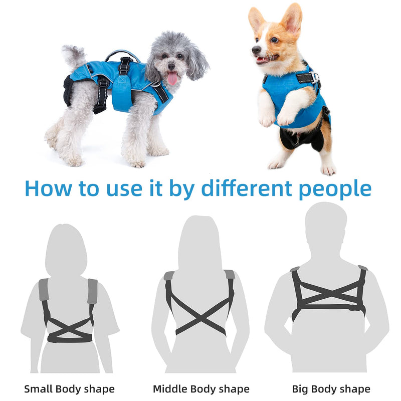 DogLemi Pet Carrier Backpack, Adjustable Dog Front Backpack, Cat Dog Chest Carrier Safety Travel Bag, Legs Out, Easy-Fit for Traveling Hiking Camping Walking for Small Medium Dogs Puppies Blue - PawsPlanet Australia