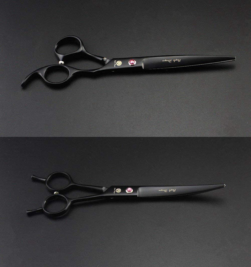 Purple Dragon 7.0 inch Rhinestone Decoration 3PCS Pet Grooming Scissors Dog Hair Cutting & Thinning Shears Set Black Painting - PawsPlanet Australia