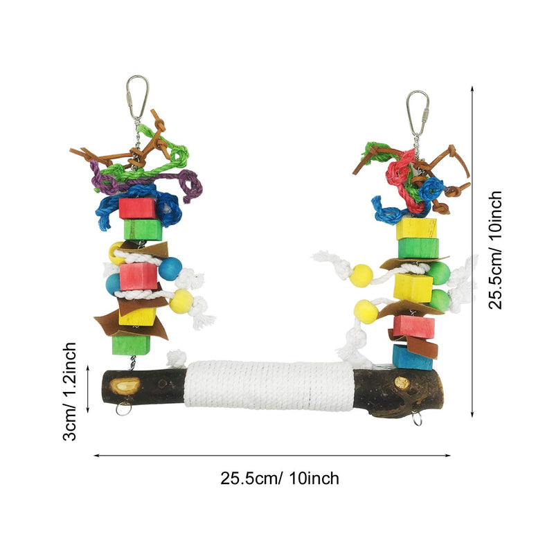 Allazone Bird Parrot Toys, 4 PCS Hanging Bell Pet Bird Cage Hammock Swing Toy Wooden Chewing Toy for Conures, Love Birds, Small Parakeets Cockatiels, Macaws - PawsPlanet Australia