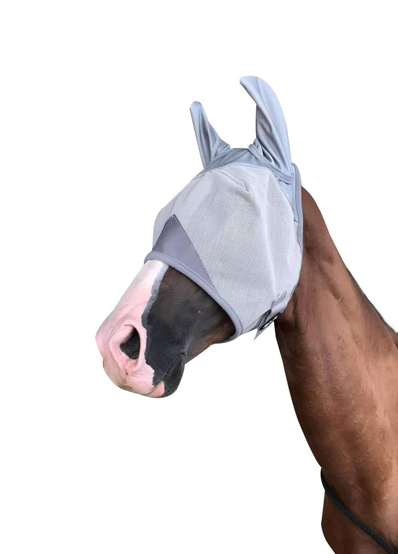 TGW RIDING Horse Standard Fly Mask with Ears, Comfort Fit Fly Mask L Grey - PawsPlanet Australia