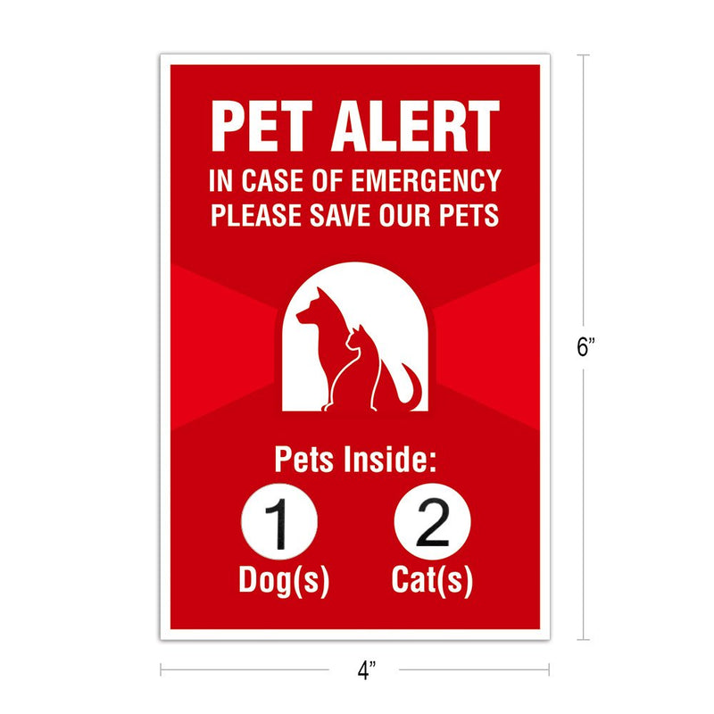 [Australia] - Pet Alert Sticker - 4 Pack - 4x6 inches - Safety Window Sign 