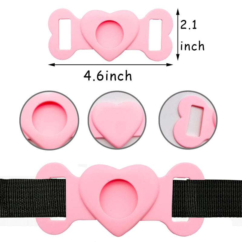 JpGdn 4PCS Airtag Dog Collar Holder Pet Silicone Protective Case for Apple Air Tag Cover for Cats Collar Anti-Lost Black Red Pink Green - PawsPlanet Australia