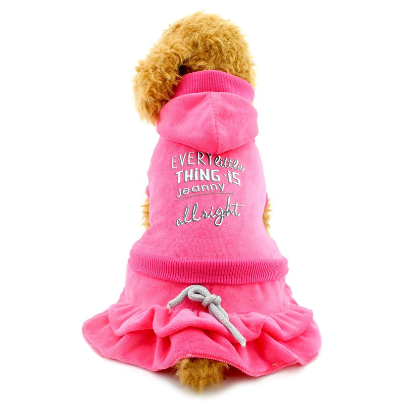 [Australia] - SMALLLEE_Lucky_Store XY000316-gray-L Pleated Tiered Dog Princess Dress Hoodies Ribbed Outfits Pink L 