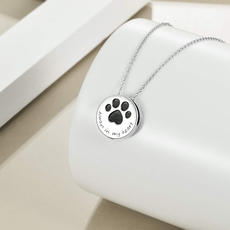 [Australia] - POPKIMI 925 Sterling Silver Cremation Jewelry for Pet Ash - Memorial Ash Pendant Urn Necklace for Dog Cat Women Remembrance Keepsake Gift for Loss of Loved Furry Friend Cat Urn Necklace 
