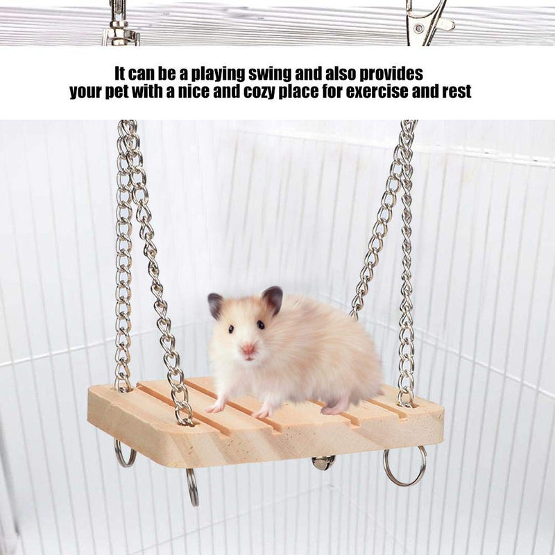 Hamster Swing Toys, Wooden Swing Platform with Hanging Chain Cage Exercise Toy for Mouse Rat Gerbil Dwarf Hamster 5.5 x 3.5in - PawsPlanet Australia