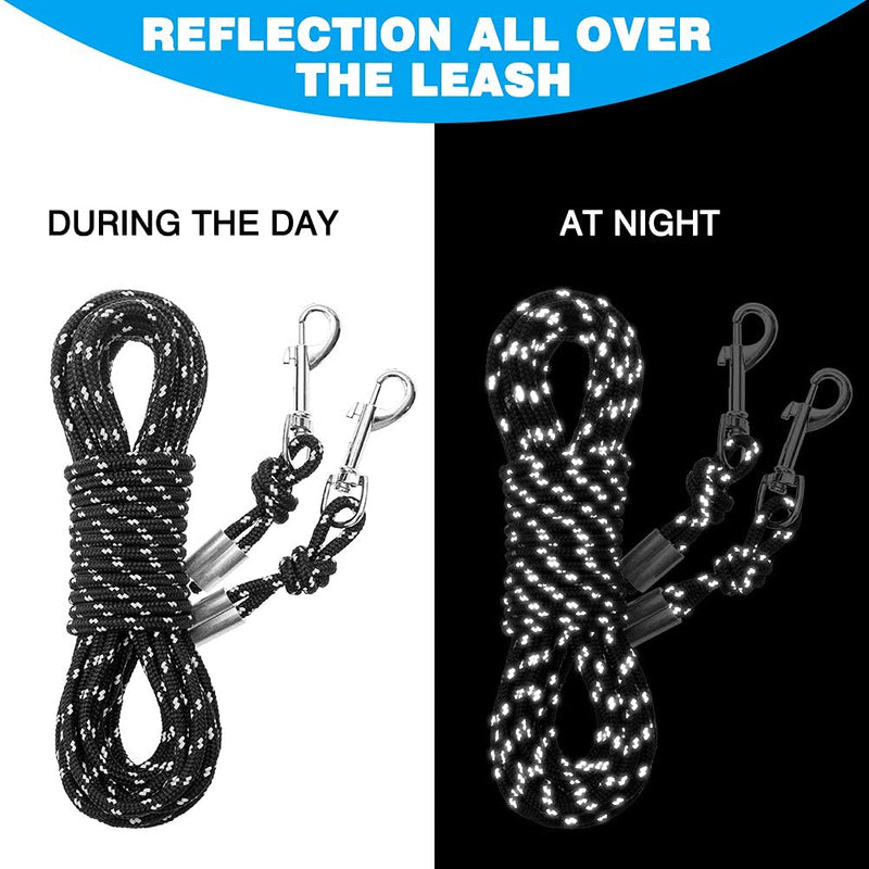 SCIROKKO Reflective Cat Leash - 30 Feet Yard Long Leash, Escape Proof Durable Walking Leads, Safe Extender Pet Tie Out Leash Outdoor Training Playing Camping for Kittens/Puppies/Rabbits/Small Animals Black - PawsPlanet Australia
