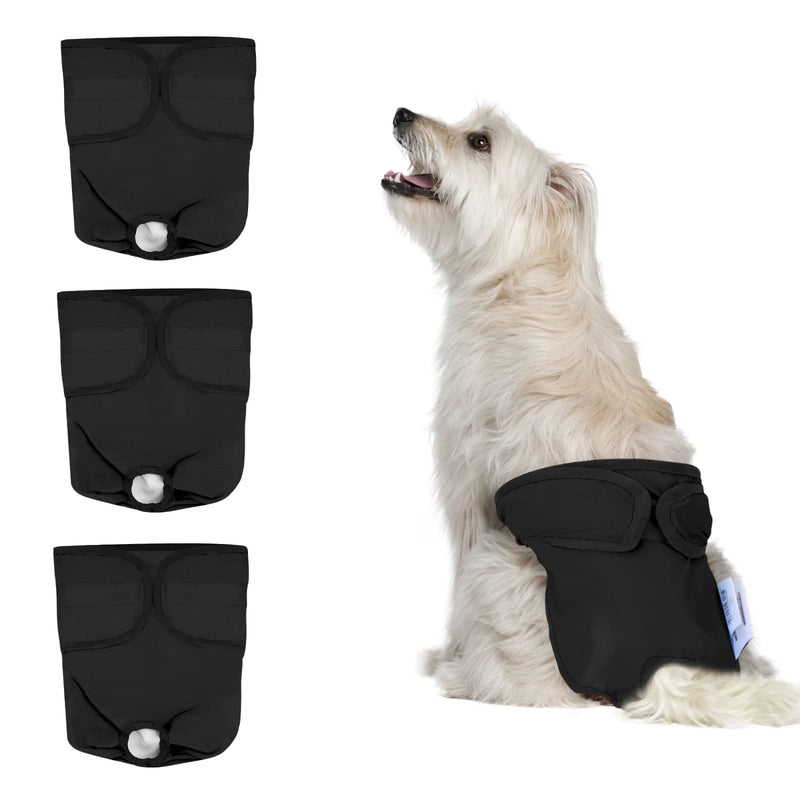 Nobleza 3x washable dog diapers for bitches in heat, reusable hygienic briefs, highly absorbent pet diapers (M waist 32-37.5cm, 3 pieces, black) M - PawsPlanet Australia