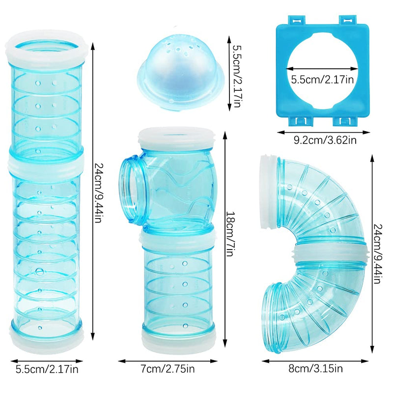 Hamster Tubes Set, PUDSIRN Transparent Hamster Cage Adventure External Pipe, Creative DIY Assorted Connection Tunnel Track Hamster Toys to Expand Space for Small Animals Like Hamster, Mouse-2.16In - PawsPlanet Australia