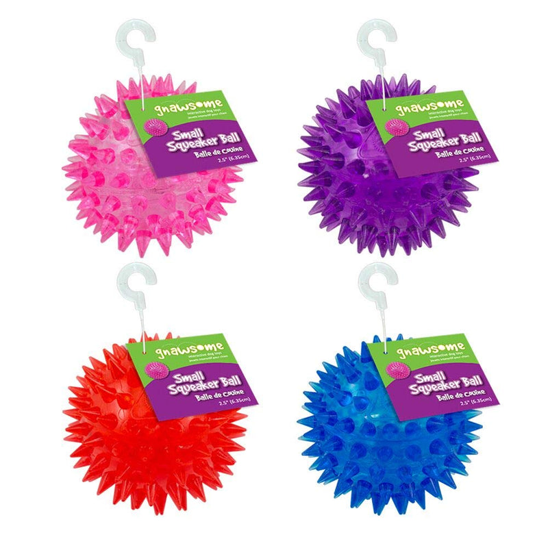 [Australia] - Gnawsome 2.5” Spiky Squeaker Ball Dog Toy - Small, Cleans teeth and Promotes Dental and Gum Health for Your Pet, Colors will vary 