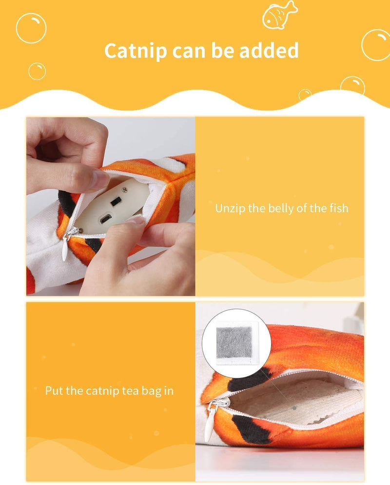 Flopping Fish Cat Toy Electric Moving Cat Clownfish Toy with Catnip for Cat Kitten Biting, Chewing and Kicking Realistic Simulation Interactive Plush Doll Fish with Sensor, USB Recharging 2 - PawsPlanet Australia