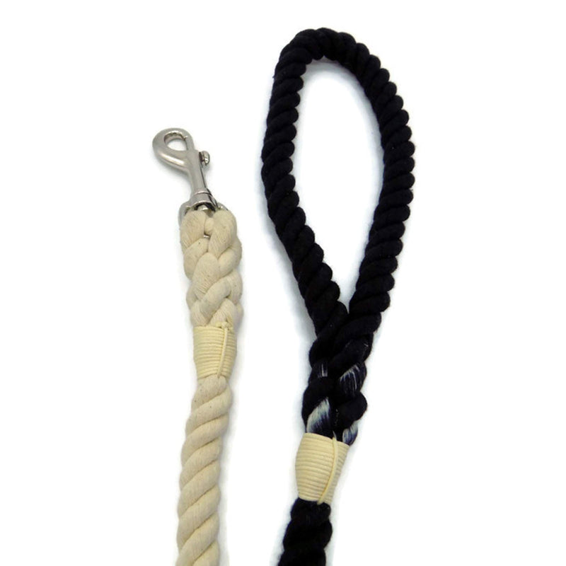 Sier 5ft Ombre Rope Dog Leash Braided Cotton Heavy Duty Strong Durable Multi-Colored Black Grey - PawsPlanet Australia