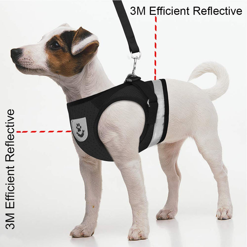 Dog and Cat Universal Harness with Leash set , Escape Proof Cat Harnesses - Adjustable Reflective Soft Mesh Corduroy Dog Harnesses - Best Pet Supplies XS (Chest: 8" - 9") Black - PawsPlanet Australia