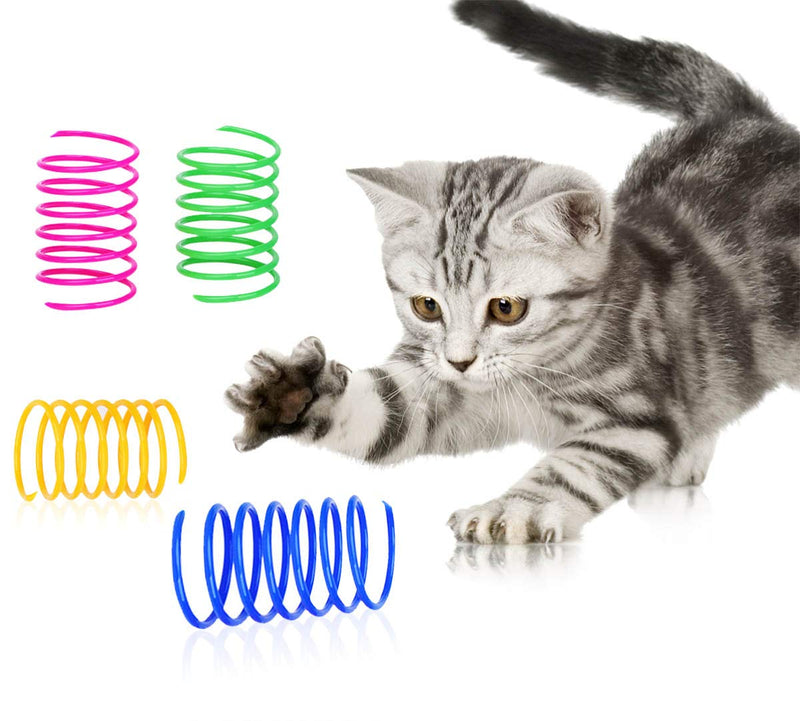 DMFSHI Cat Spring Toy, 64 PCS Colourful Springs Cat Toys, Plastic Coil Spiral Springs Durable Interactive Toys for Cat Kitten Pets, Cat Toys for Swatting, Biting, Hunting - PawsPlanet Australia