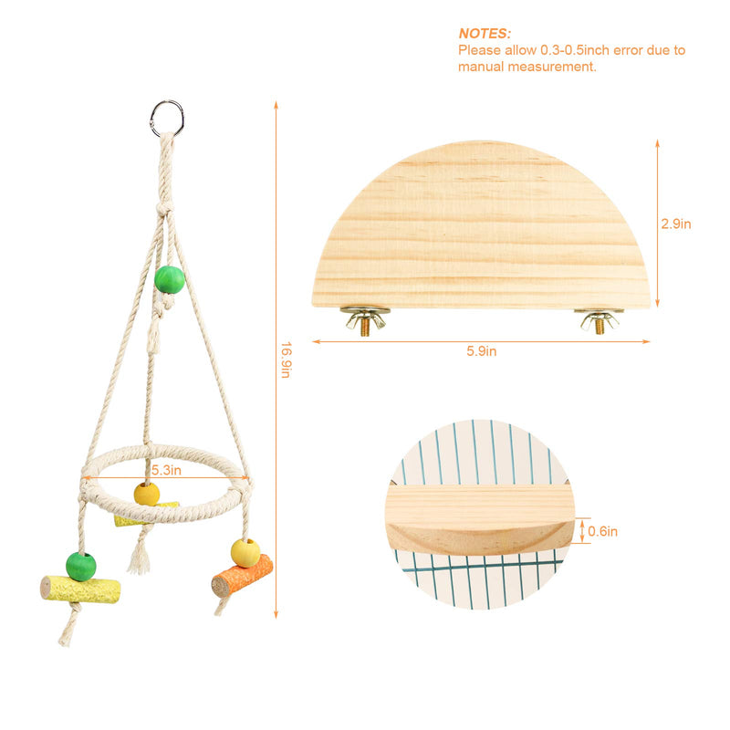 Bird Perch Stand Parrot Rope Swing Hanging Toy,Circle Ring Parakeet Perch Swing Toys&Bird Platform Parrot Stand Playground for Budgie Conure Finches Lovebird Cockatiel Cockatoo Exercise Toys H01 - PawsPlanet Australia