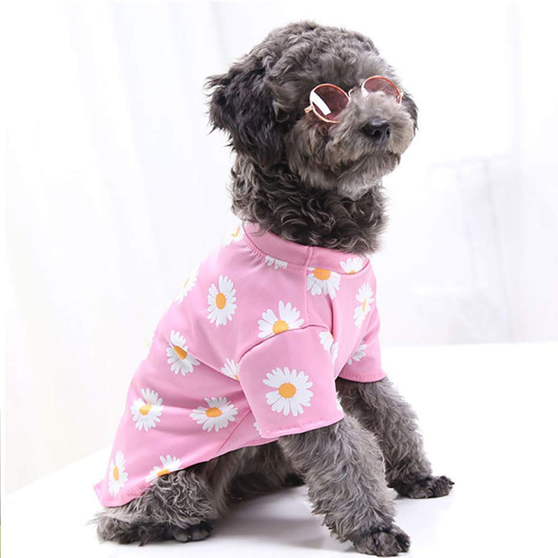 WEYATO Dog Shirts Flowers Summer Cool Beach Shirts Comfy Stylish Breathable Puppy T-Shirts Cotton Vest Clothes for Dogs and Cats Pet Apparel Design Adorable Casual Cozy Dog Shirt Small Pink - PawsPlanet Australia