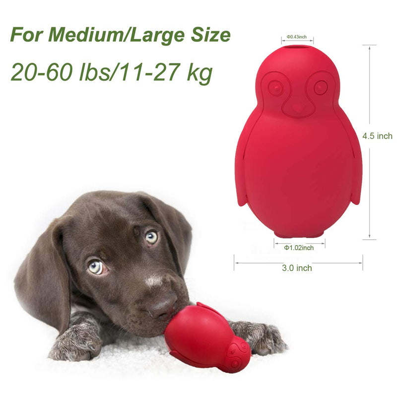 Penguin Durable Dog Chew Toys, Freezable Stuffable Puppy Treat Dispensing Chew Toys, Natural Rubber Interactive Puzzle Game Dog Toys for Small Medium Large Dogs, Fun to Chase and Fetch, Beef Flavor Red - PawsPlanet Australia