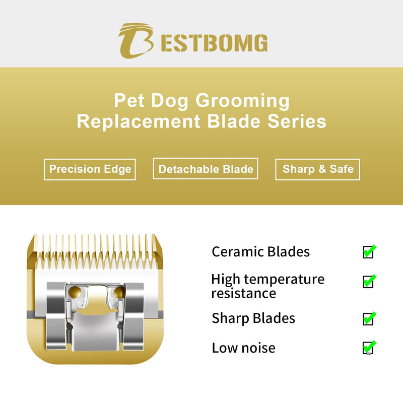 BESTBOMG 2pcs 7FC Replacement Dog Grooming Blade Compatible with Heiniger/Moser Max45/Andis/Oster A5 Dog Clipper, Size 7FC Cut, Length 1/8" (3.2mm), Gold 7FC-G-2 - PawsPlanet Australia