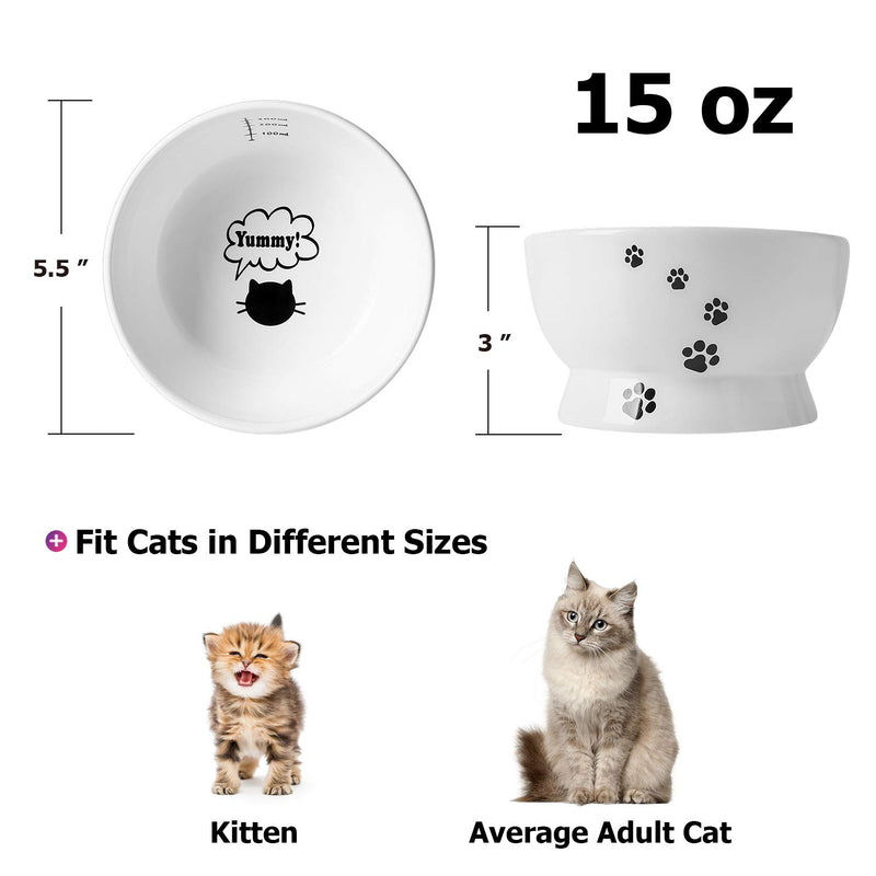 [Australia] - Y YHY Cat Water Bowl,Raised Cat Food Dish,Elevated Cat Bowl No Spill,Ceramic Pet Bowls for Cats or Small Dogs,15 Ounces,Dishwasher Safe 