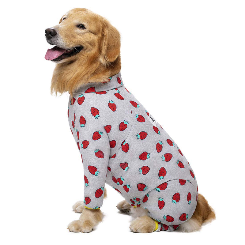 Miaododo Cotton Large Dog Pajamas Strawberry Printing,Full Belly Coverage Dog PJS for Medium Large Dogs After Surgery,Big Dog Clothes Holiday (28(Chest26.77'',Back Length17.72''), Pink Strawberry) 28(Chest26.77'',Back Length17.72'') - PawsPlanet Australia
